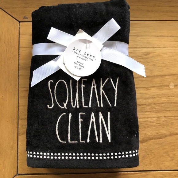Rae Dunn Other - Rae Dum SQUEAKY CLEAN Hand Towels Set of 2